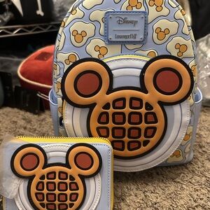 Loungefly Disney Mickey Waffle Backpack and Wallet - scented